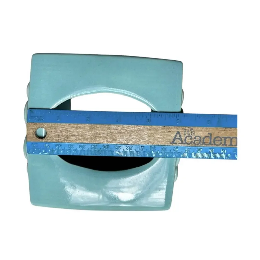 Turquoise Ceramic Mid-century Raised Shell Tissue Box Cover Retro 4.5 X 5 in